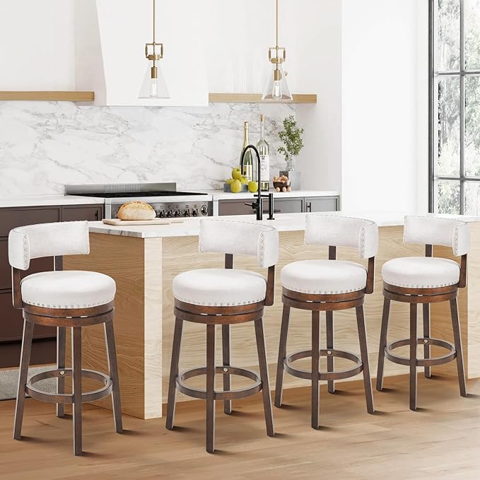 COLAMY Swivel Bar Stools Set of 4, Swivel Counter Height Barstools, 30 Inch by COLAMYINC