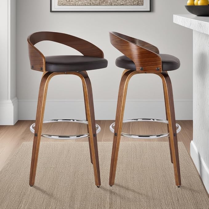 Armen Living Sonia 26" Seat Height Mid Century Modern Swivel Bar Stool - Image 2