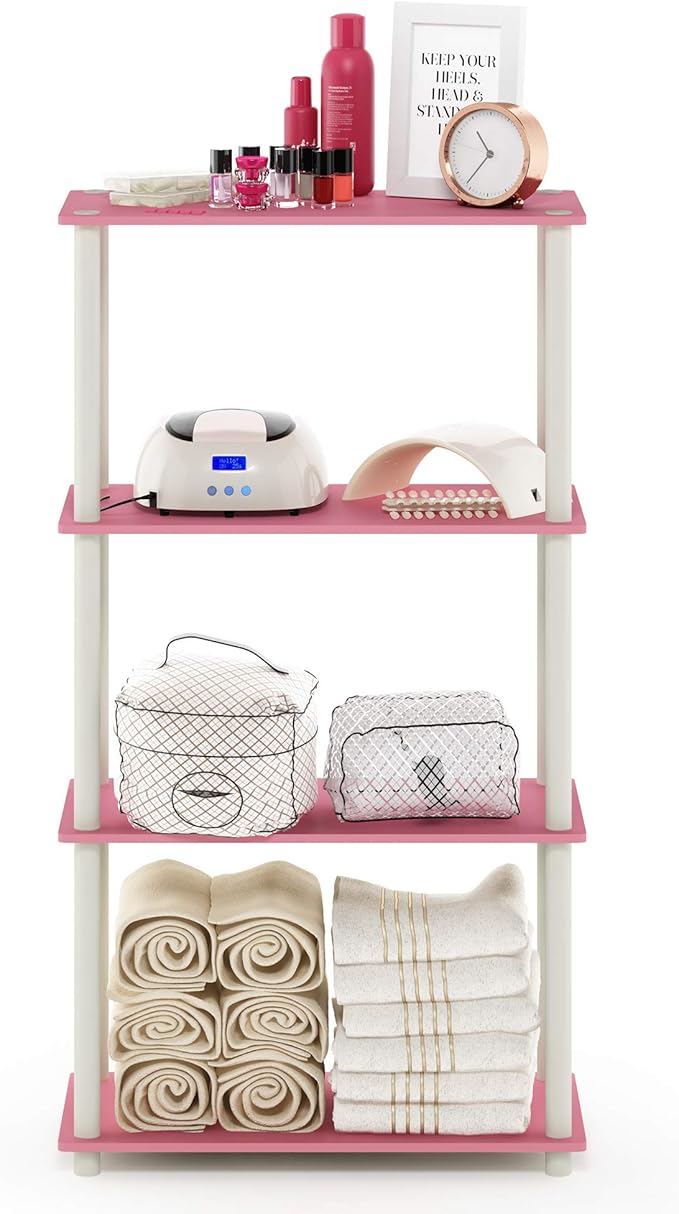 Furinno Turn-N-Tube 4-Tier Multipurpose Shelf Display Rack, Round Tubes - Image 4