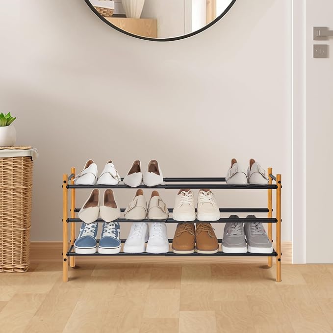STORAGE MANIAC Expandable Shoe Rack, 16 Pairs Stackable Small Shoe Rack - Image 7