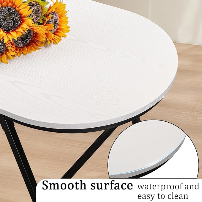 Small Oval Coffee Table Wooden Low Coffee Table - Image 7