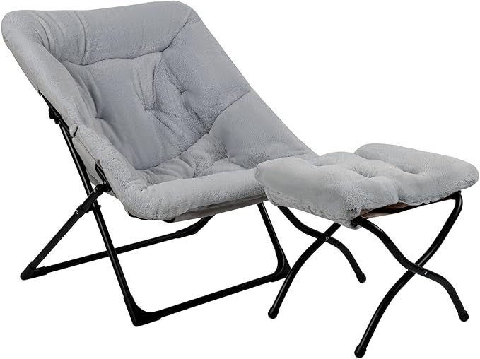 Comfy Saucer Chair for Adults, Soft Faux Fur Bedroom Chair by MordchilHF