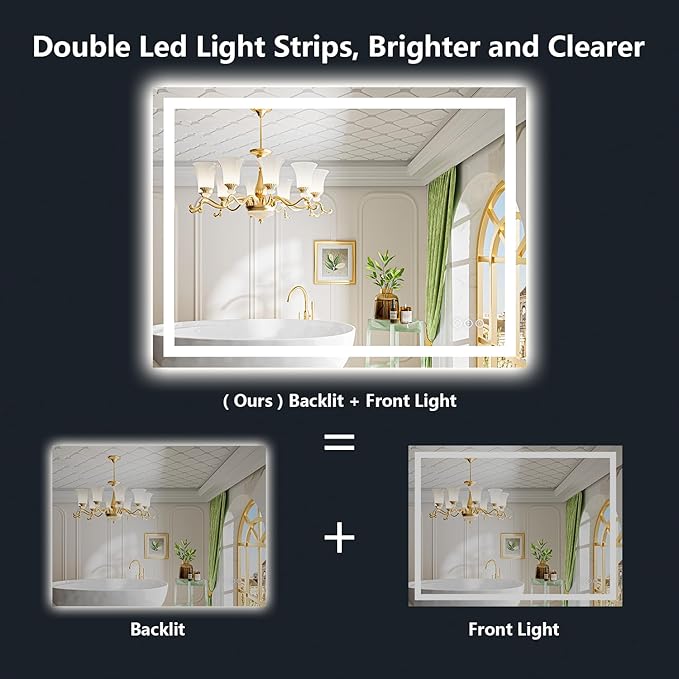 44x36 Inch LED Bathroom Mirror - Image 2