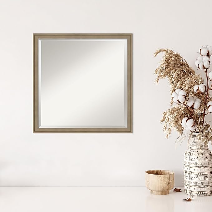 Amanti Art Brown Wall Mirror 22x22 Florence Light Brown Square Bathroom Mirror - Image 5