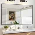 KOCUUY 60x36 Inch Large Black Wall Mounted Mirror, Aluminum Framed Decorative by KOCUUY