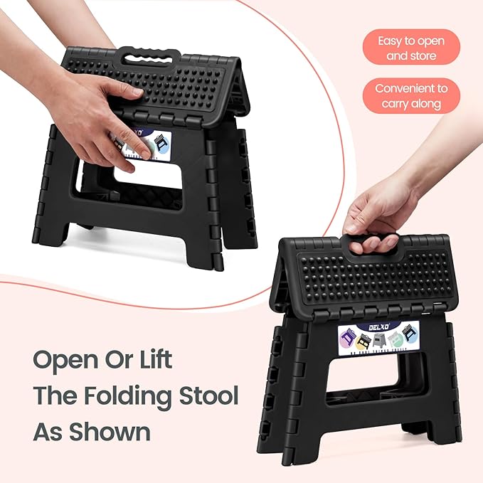 Delxo Folding Step Stool 9 Inch Non-Slip Foldable Stools Up to 300 LBS Kitchen - Image 5