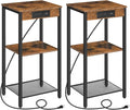 HOOBRO Tall End Tables with Charging Station, 30 Inch Tall Nightstands by HOOBRO