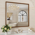 WEER Walnut Bathroom Mirror, Walnut Framed Mirror 36X36 Inch, Rectangle Wall by WEER