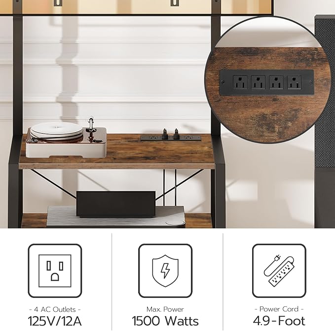 HOOBRO Rolling TV Stand with Mount and Power Outlet Up to 55 inch TV, Corner - Image 3