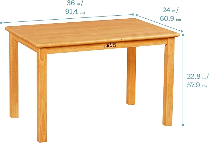 ECR4Kids 24in x 36in Rectangular Hardwood Table and Chair Set, 12in Seat Height - Image 2
