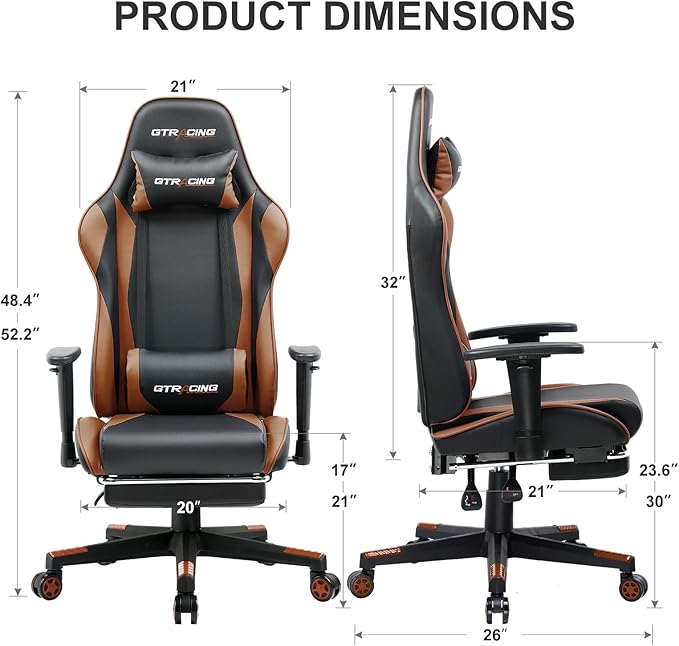 GTRACING Gaming Chair with Footrest, Ergonomic Computer Game Desk Chair - Image 2