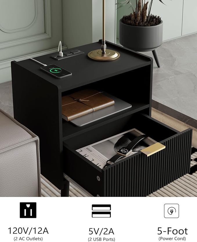 Nightstand, Modern Bedside Table - Image 4