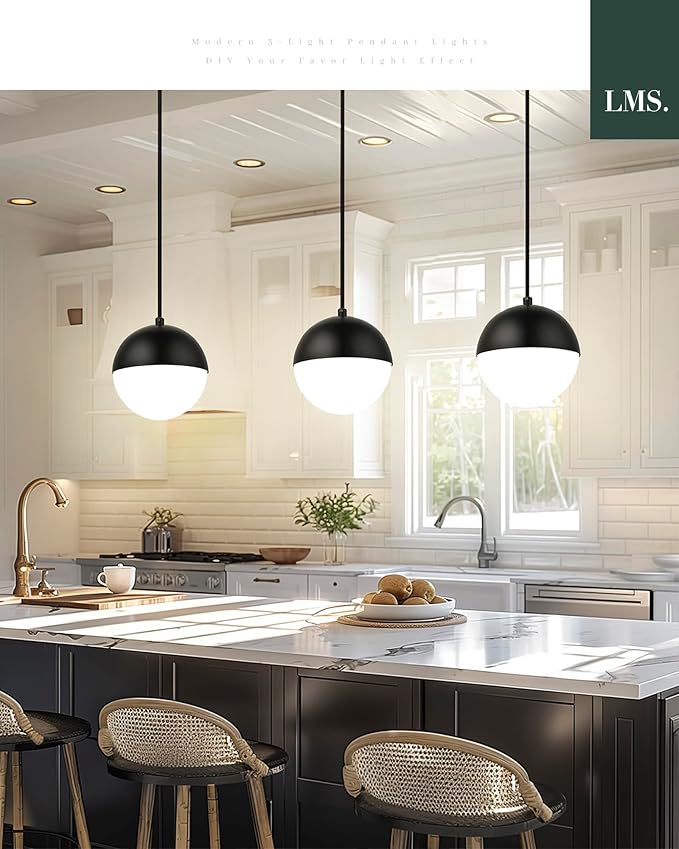 LMS 6-inch Mid Century Pendant Light, Matte Black Pendant Light Fixtures - Image 9