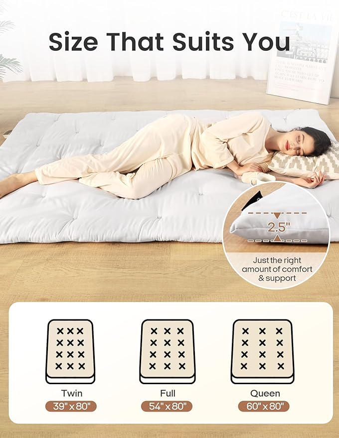 Syrinx Japanese Floor Futon Mattress, Foldable Tatami Sleeping Pad - Image 6