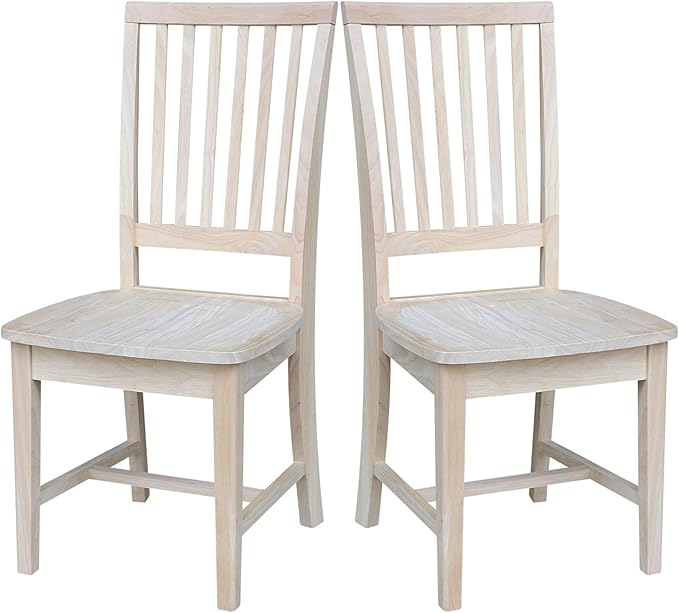 Set of 2 Mission Side Chairs 39.2"H, Solid Parawood Kitchen Dining Furniture - Image 9