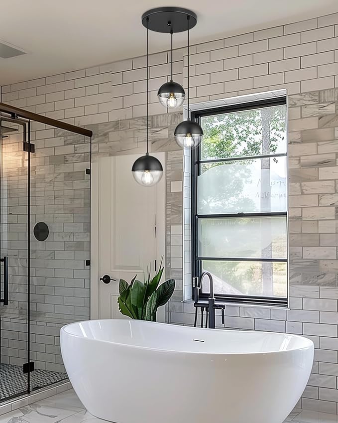 LMS Modern 3-Light Cluster Pendant Lights, Matte Black Kitchen Island Light - Image 2