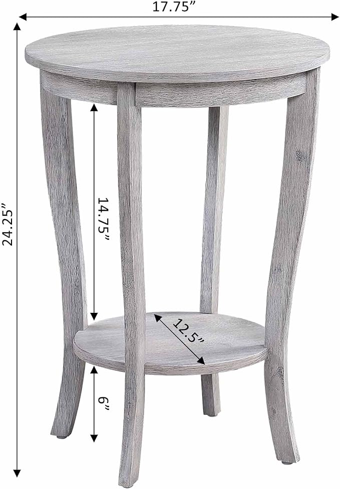 Convenience Concepts American Heritage Round End Table, Light Gray Wirebrush - Image 3