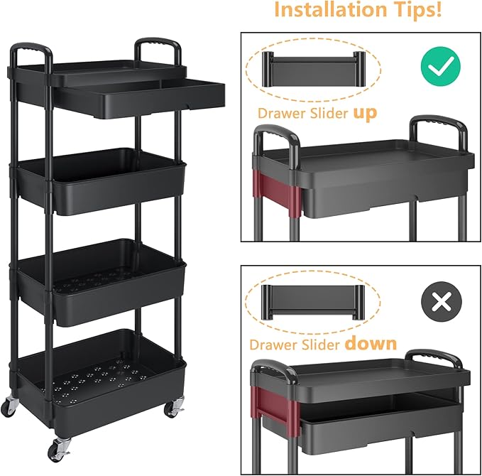 Calmootey 4-Tier Rolling Utility Cart - Image 6