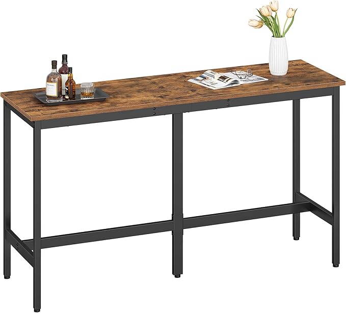 VASAGLE Bar Table, Narrow Long Kitchen Dining Table, Sturdy Metal Frame by VASAGLEbySONGMICSHOME