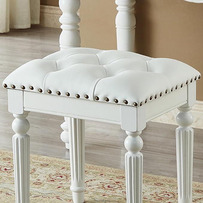 Vanity Bench Stool with Microfiber Leather Cushion, Vanity Chair Ottoman - Image 6