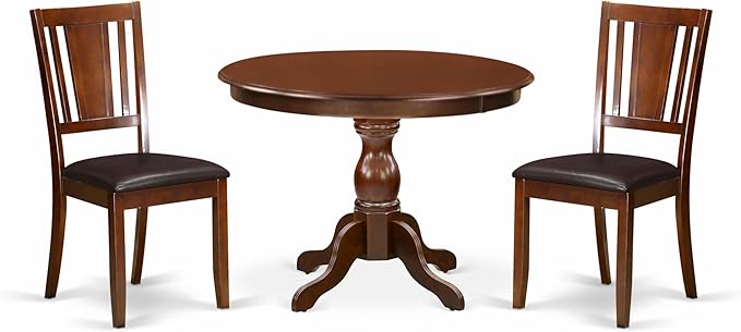East West Furniture HBDU3-MAH-C 3 Piece Dining Set Contains a Round Dining Room by EastWestFurniture