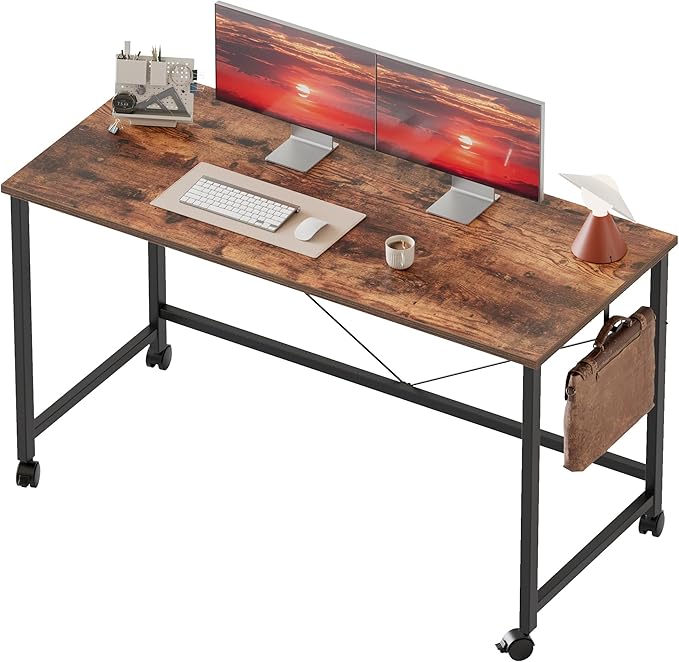 Rolling Computer Desk with Wheels, Gaming Desk by MERICONIA