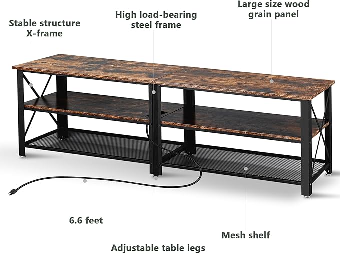 Clikuutory Modern Brown 71 inch Metal TV Stand - Image 7