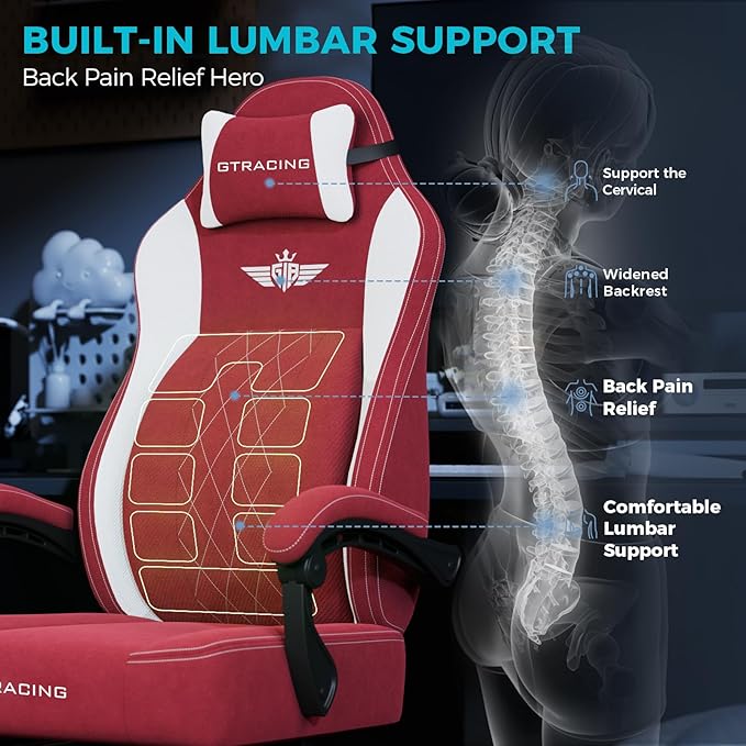 GTPLAYER Big and Tall Gaming Chair Breathable Fabric Computer Chair - Image 4