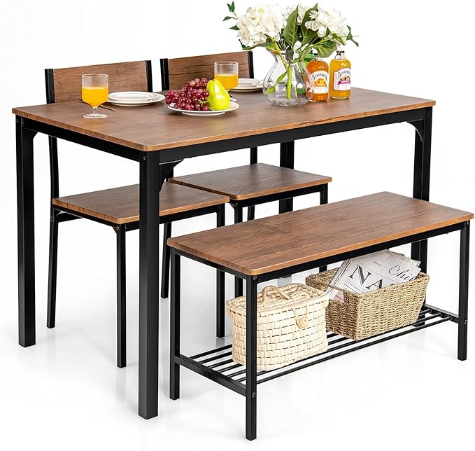 Giantex Dining Table Set for 4, Dining Bench by Giantex