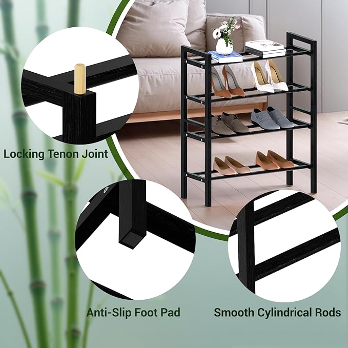 Haddockway Bamboo Shoe Rack for Closet, Free Standing Shoe Organizer - Image 8