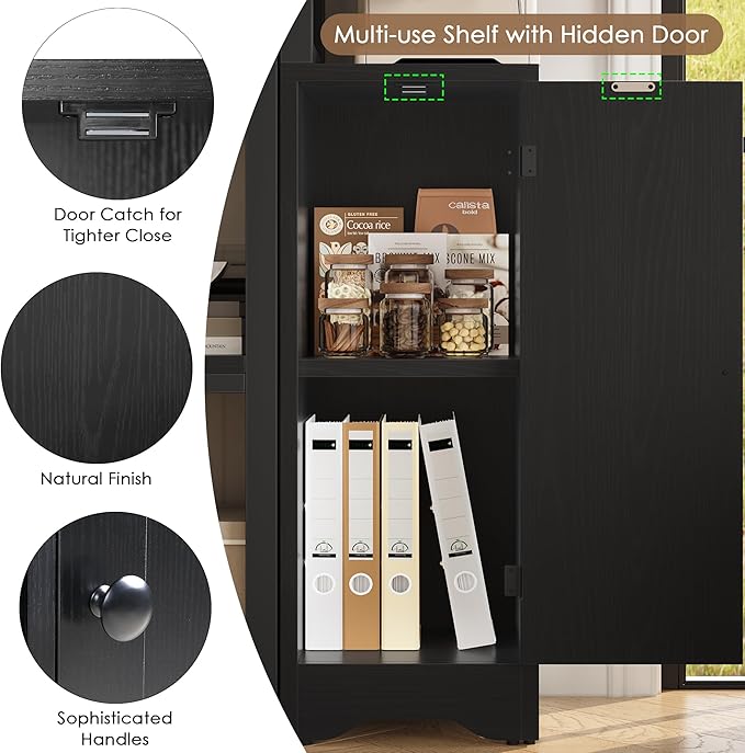 Keyluv Black Corner Bookshelf 72" Tall Corner Book Shelves Cases 2 Pieces Open - Image 4