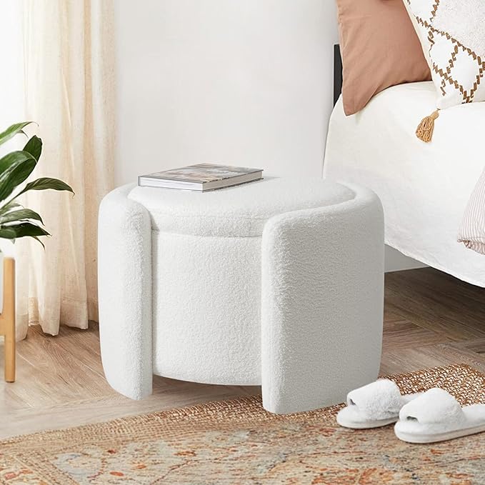 Furniliving Upholstered Button Tufted Round Ottoman, Ottoman - Image 3