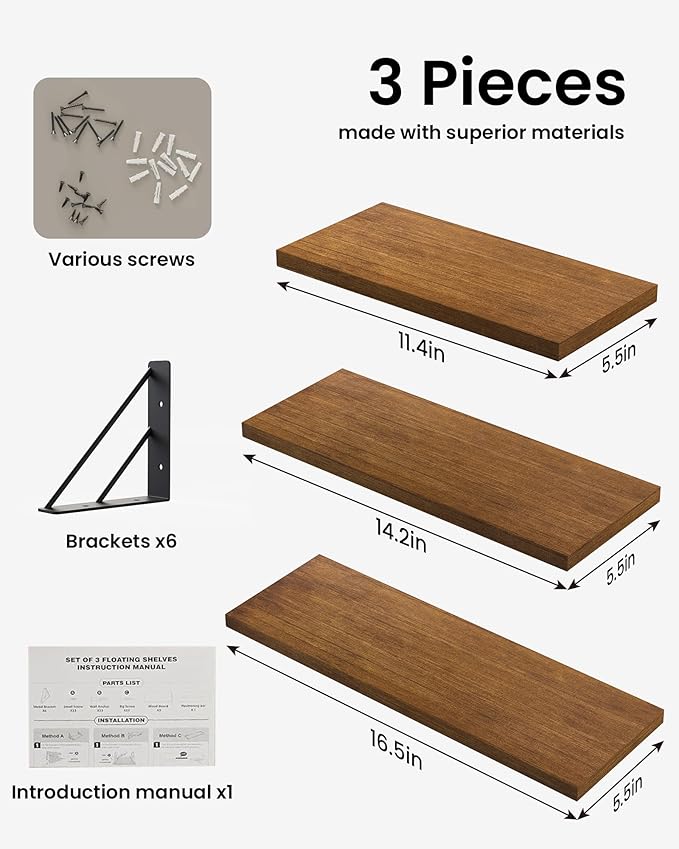 BAYKA Floating Shelves for Wall, Book Shelf for Bedroom, Wall Decor Shelves for - Image 7