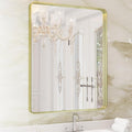 WEER Gold Bathroom Mirror, 28X36 Inch Brushed Gold Metal Frame Mirror, Rounded by WEER