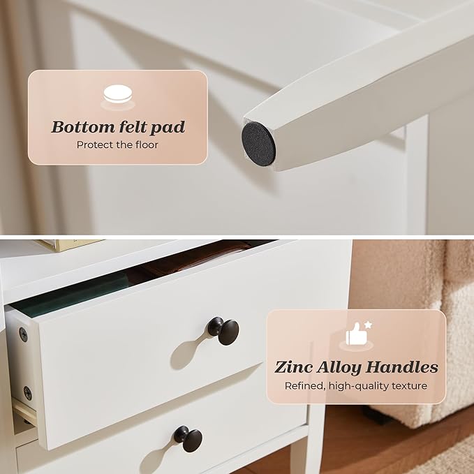 Huuger Nightstand with Charging Station, Bed Side Table - Image 8