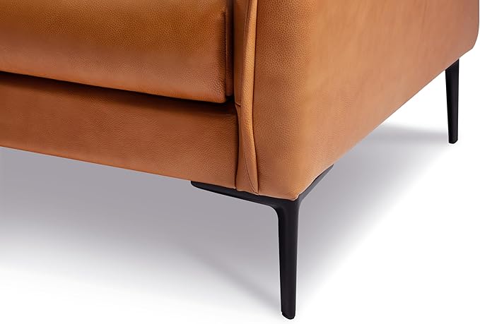 Valencia Jasper 85" Cognac Tan Brown 3 Seater Full Leather Couch | Mid Century - Image 4