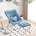 Saucer Chair with Ottoman, Comfy Oversized Folding Chair, Faux-Fur Reading Chair by HomeEastllyHome