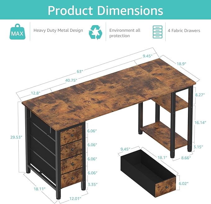 Lufeiya 63 inch Computer Desk - Image 3