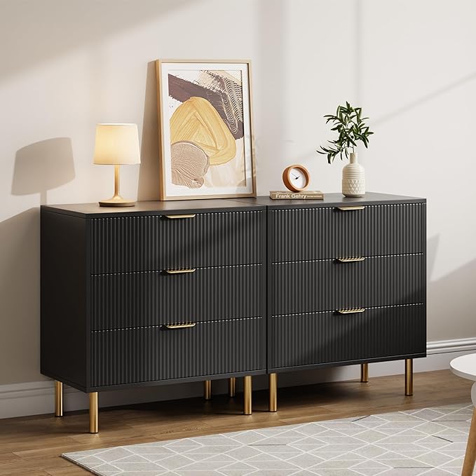 Black Dresser, Modern 3 Drawer Dresser - Image 4