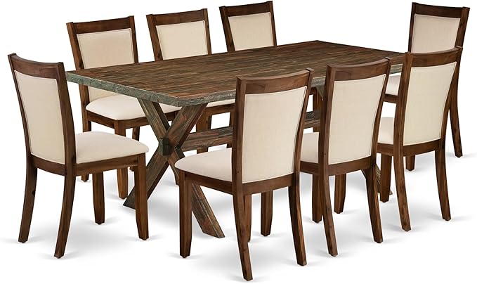 East West Furniture X777MZN32-9 9 Piece Dining Room Set Includes a Rectangle by EastWestFurniture