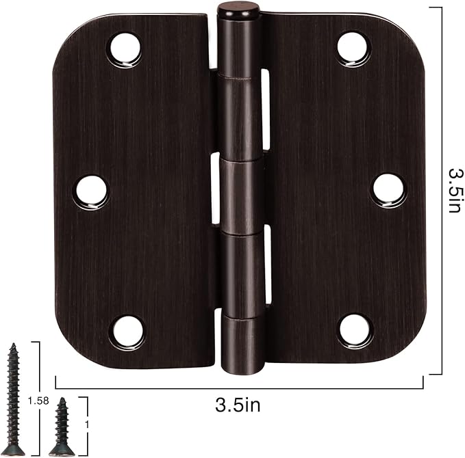 6 Pack Oil Rubbed Bronze Door Hinges 3.5" x 3 1/2 Inch Black Brushed Interior - Image 4