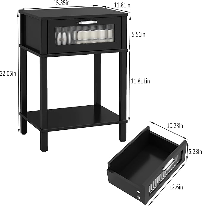 Nightstand Wooden Bedside Table - Image 3