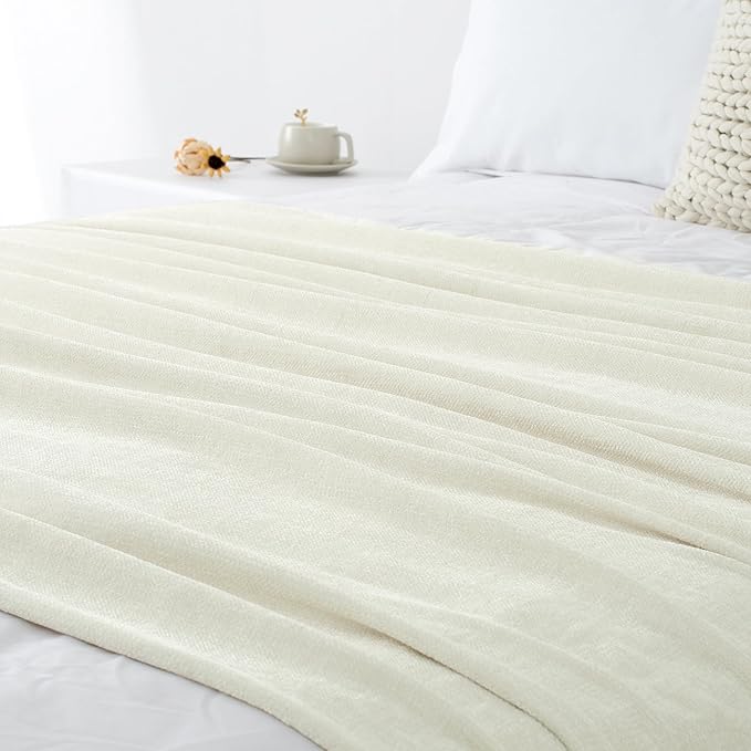Chenille Throw Blanket for Couch 60"X 80" Twin, Soft Cozy Throws - Image 9