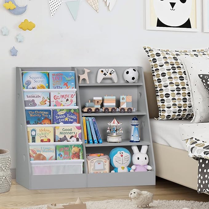 Lerliuo 4 Tier Kids Bookshelf and Storage Organizer, Five Layer Sling Children - Image 6