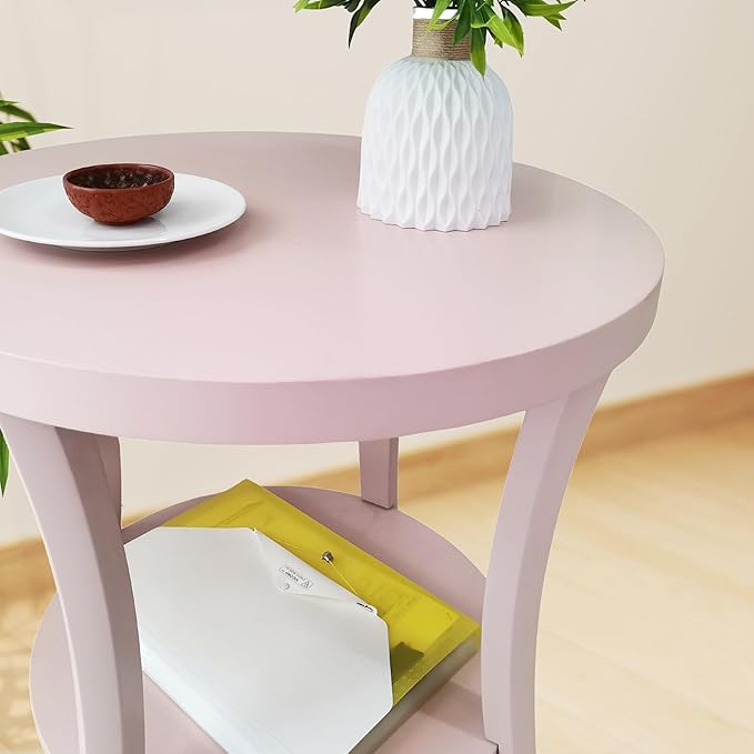 Roundhill Furniture Perth Contemporary Round End Table - Image 4