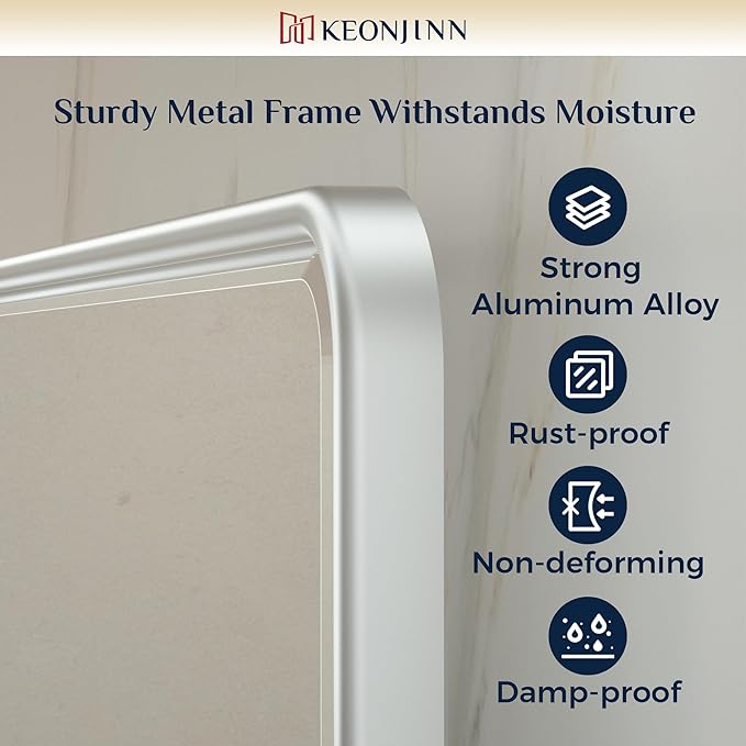 Keonjinn 24 x 36 in Silver Pivot Mirror, Satin Nickel Beveled Tilt Mirror - Image 7