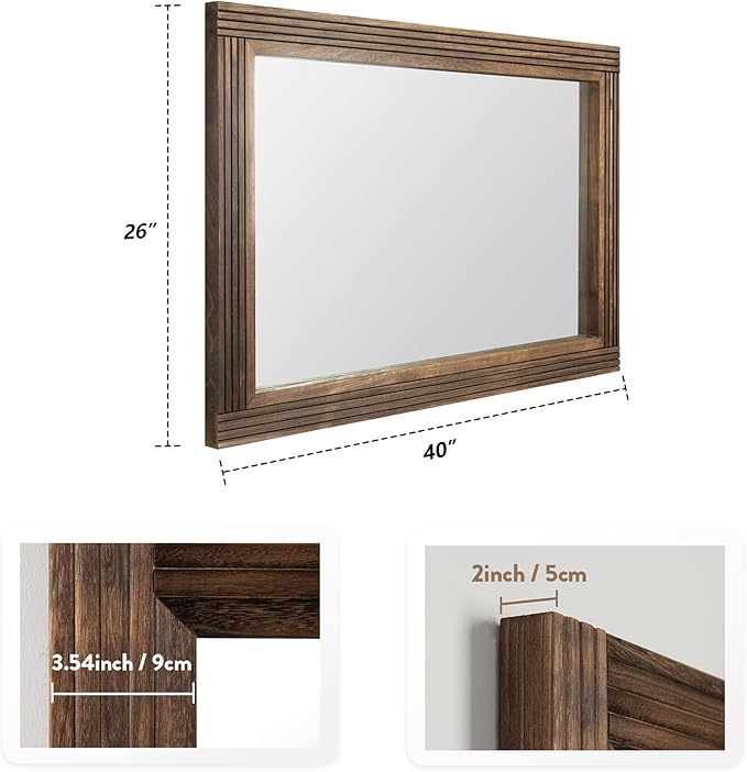 YOSHOOT Hand-Made Wooden Spliced Wall Mirror - Image 2
