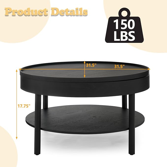Circular Coffee Table, Living Room Table - Image 2