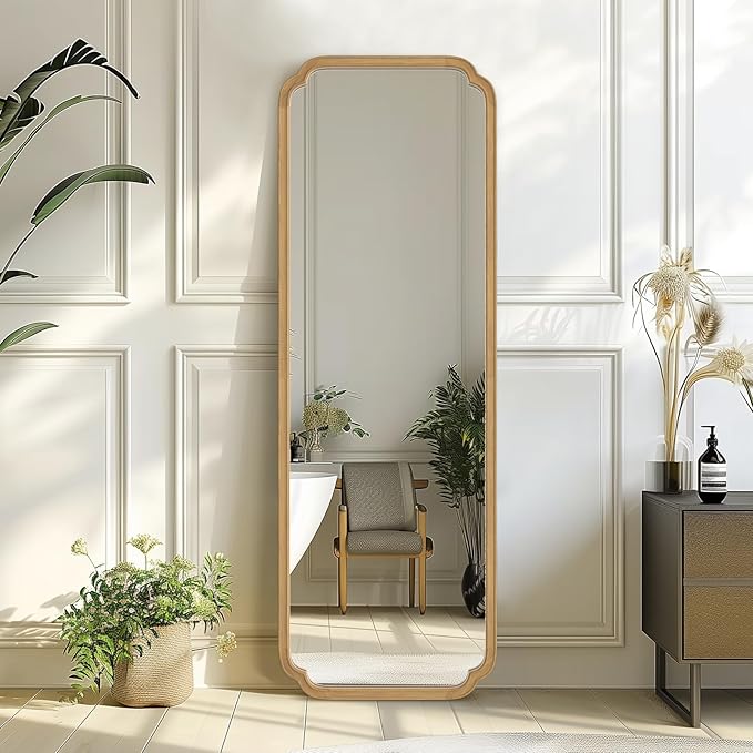 WallBeyond Full Length Mirror Wall Mounted 65"x22", Rustic Wooden Frame Floor - Image 2