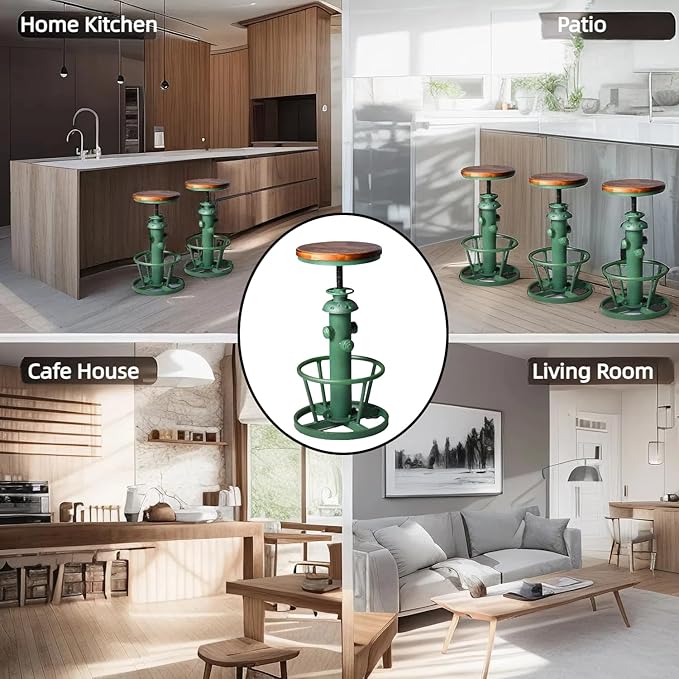 Vintage Bar Stool 24.8-30inch Counter Height Adjustable Industrial Coffee Chair - Image 4